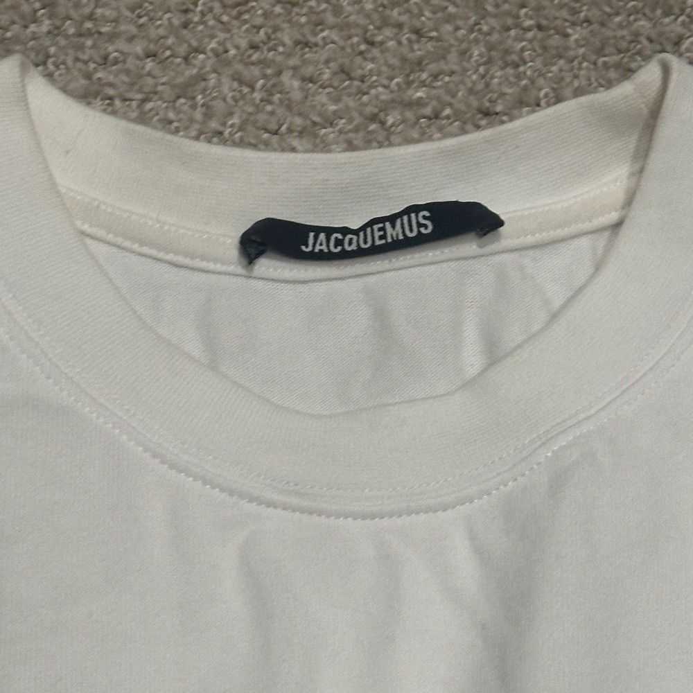 Jacquemus White Crewneck T-Shirt with Small Logo Patch - Picture 3 of 3